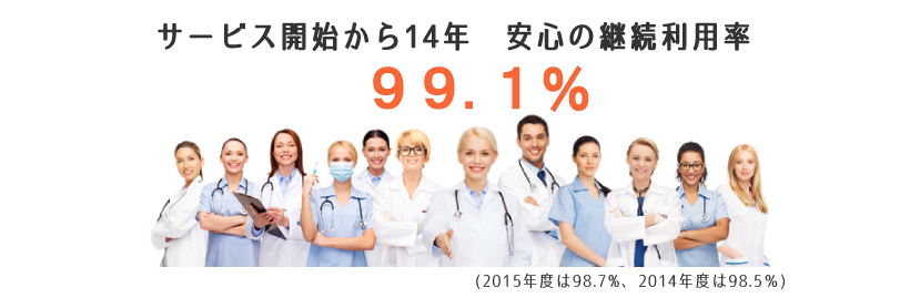 安心の継続利用率９９．１％